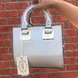 Mini Silver Handbag with Gold Detailing